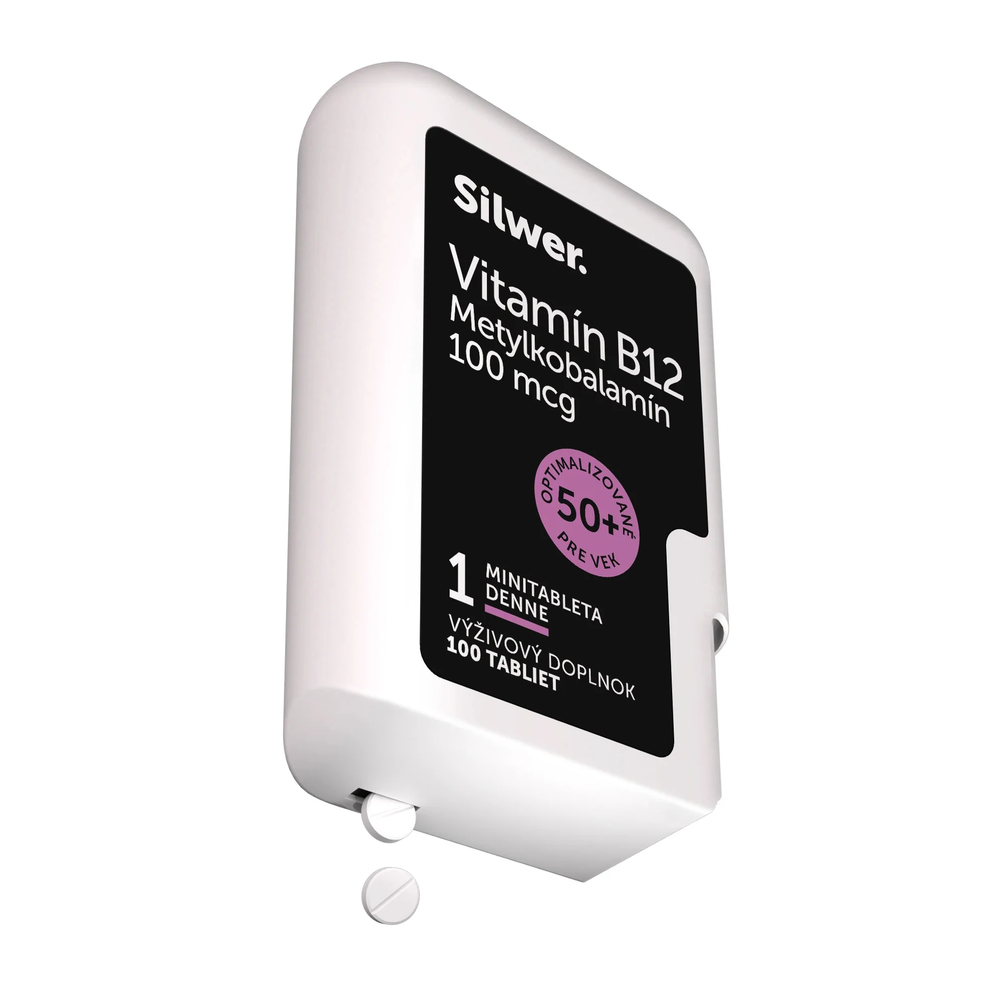 Silwer Vitamín B12 100 mcg , minitablety v dvojbalení 100+100 minitabliet. Vysoká dávka, krvinky, okysličenie.