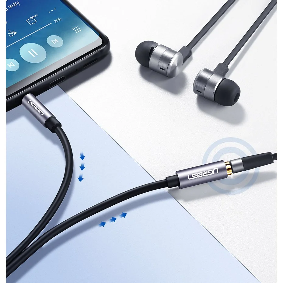 Ugreen AUX kábel 3.5 mm mini jack 1m, strieborný