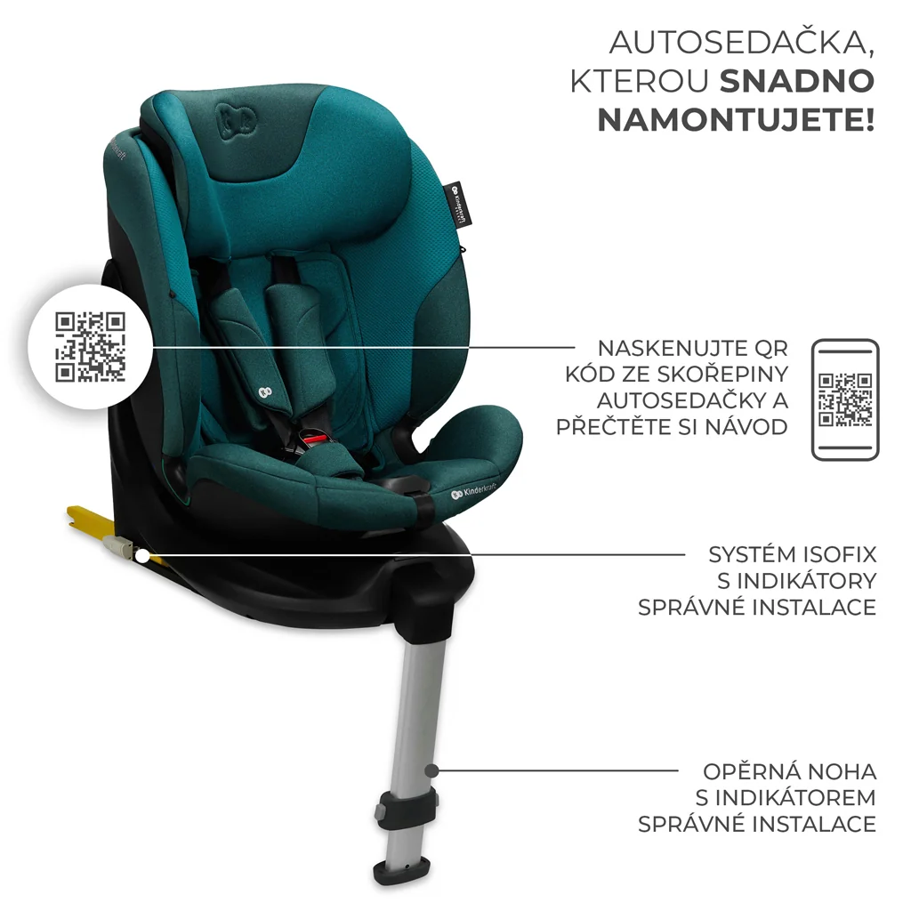 KINDERKRAFT SELECT Autosedačka i-Fix 40-150 cm Harbor blue 1×1 ks, autosedačka