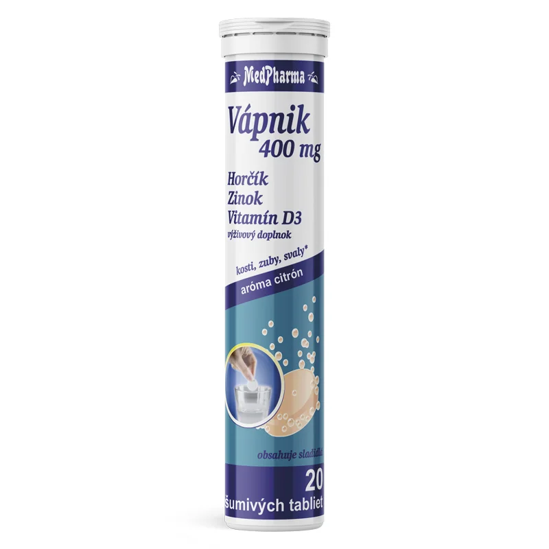 MedPharma VÁPNIK 400 mg + Horčík + Zinok + Vit.D3 1×20 tbl, výživový doplnok