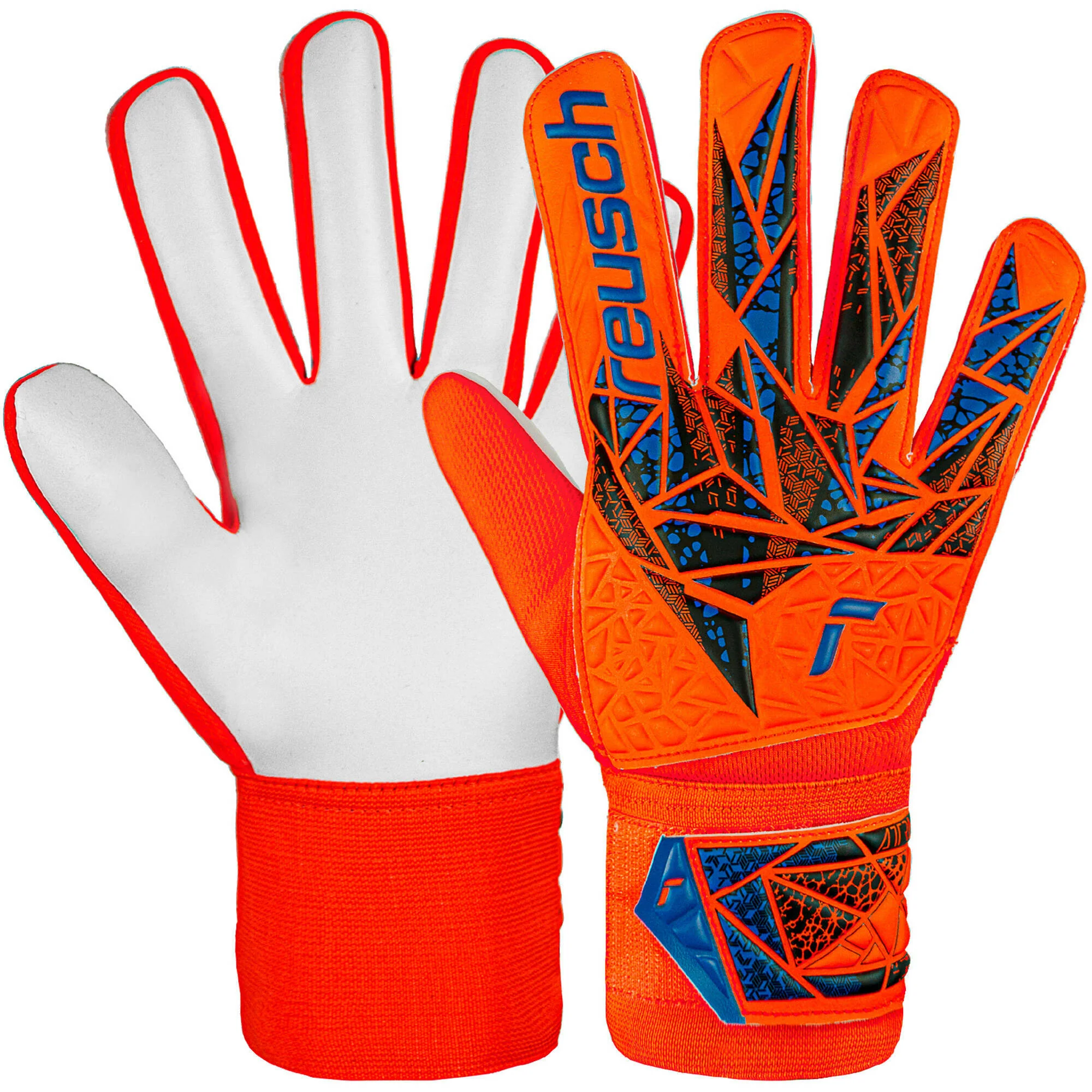 Reusch Attrakt Starter Solid Brankárske rukavice, modro/bielo/oranžové, veľ. 10,5