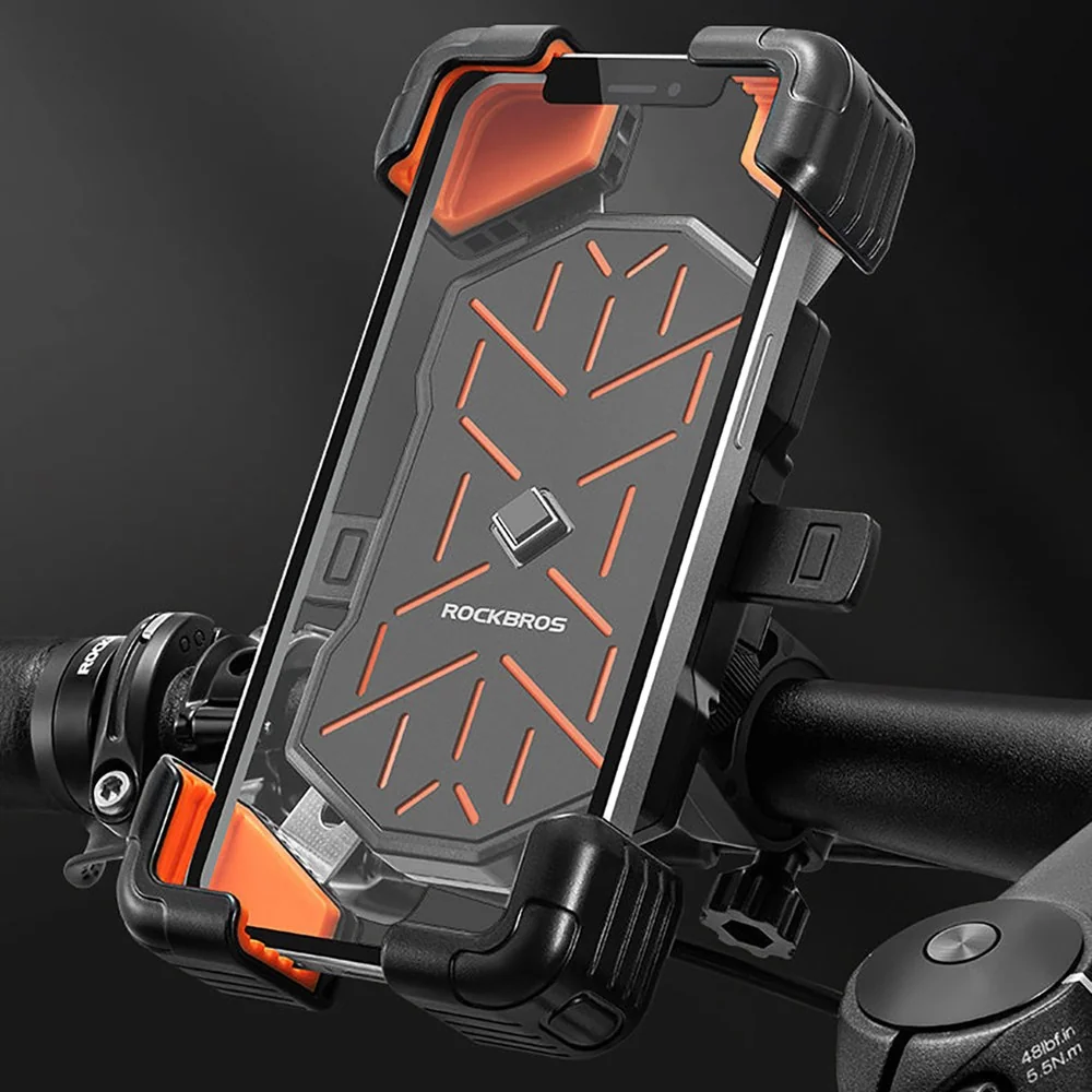 Rockbros HW-117 držiak na mobil na bicykel, čierny / oranžový