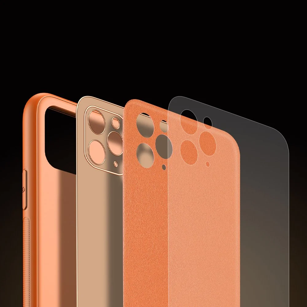 DUX DUCIS Yolo kožený kryt na iPhone 11 Pro Max, oranžový