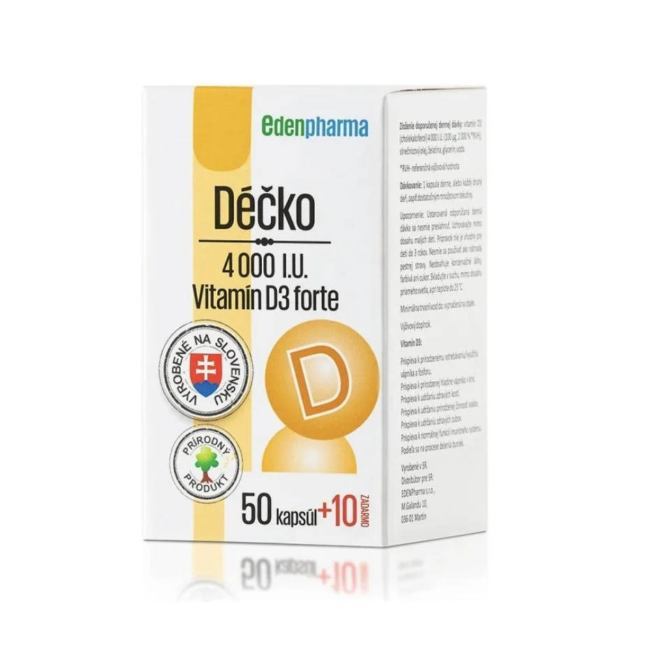 EDENPharma Déčko Vitamín D3 Forte 4000 I.U. 60 kapsúl
