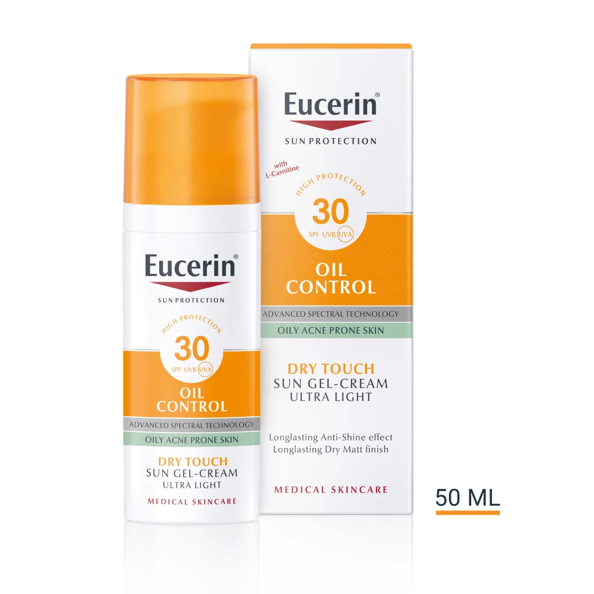 Eucerin SUN Ochranný krémový gél na tvár Dry Touch OIL CONTROL SPF 30 1×50 ml, ochranný krémový gél na opaľovanie na tvár