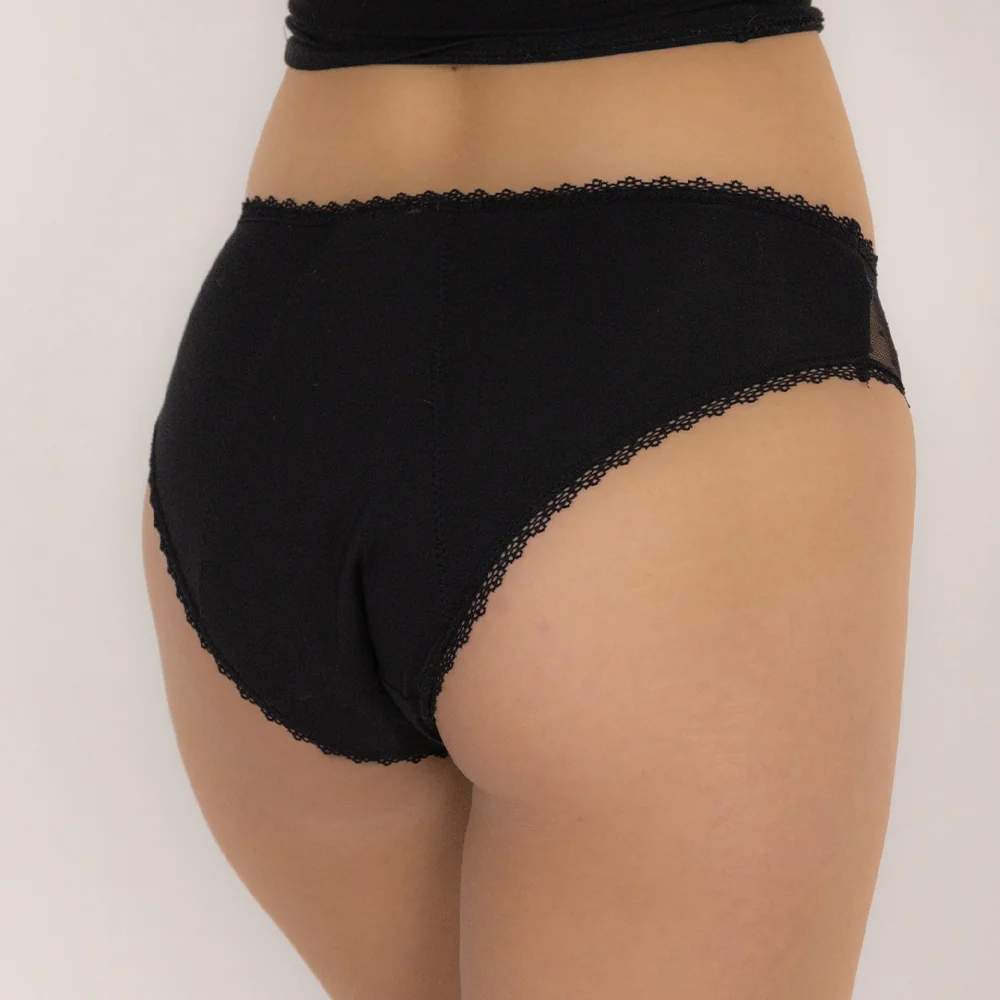 Relixa, menštruačné nohavičky klasického strihu, SLIPS, čierne, 6xl Stredná absorp., prateľné, XS-6XL
