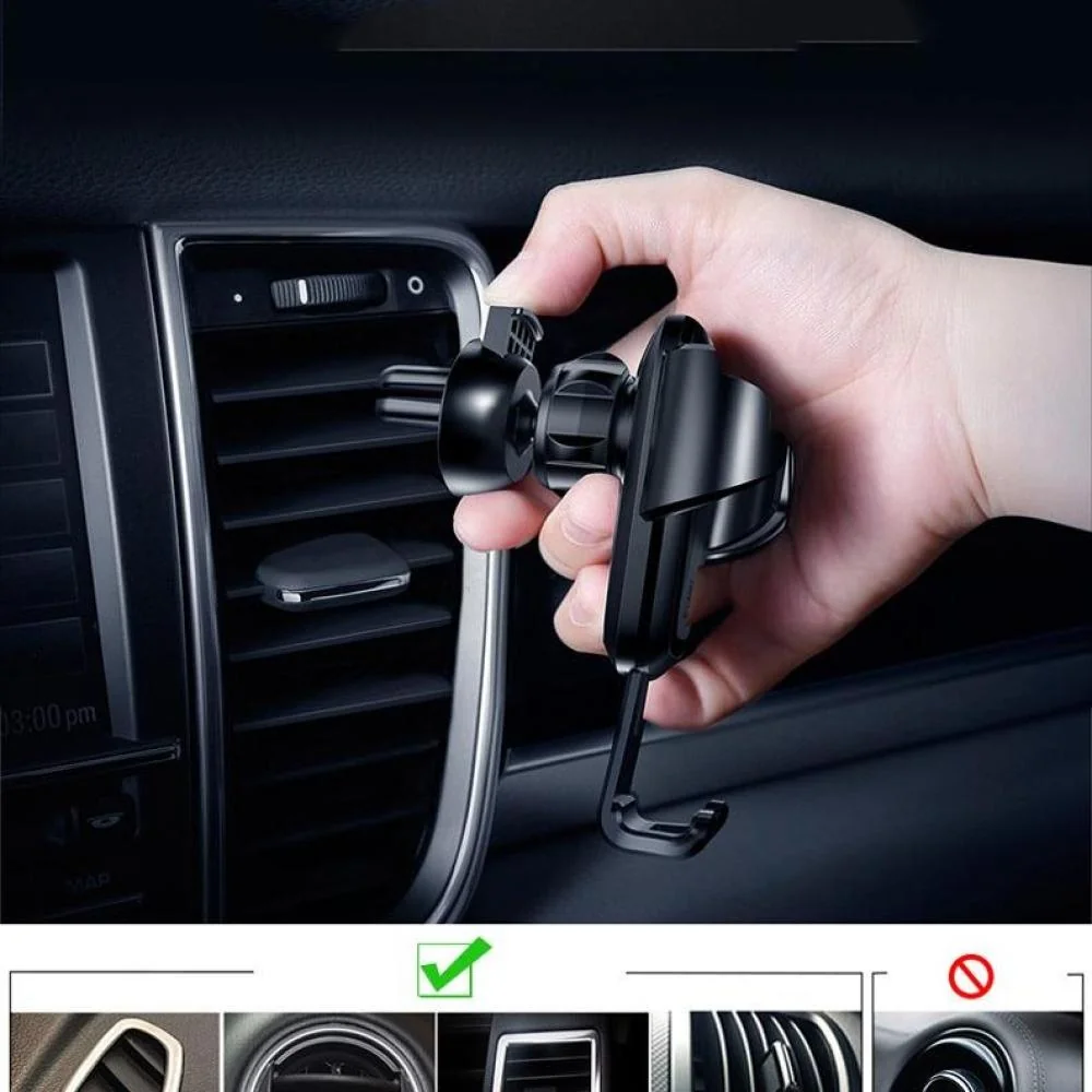 Držiak na mobil do auta - Čierna trojuholníkový dizajn,