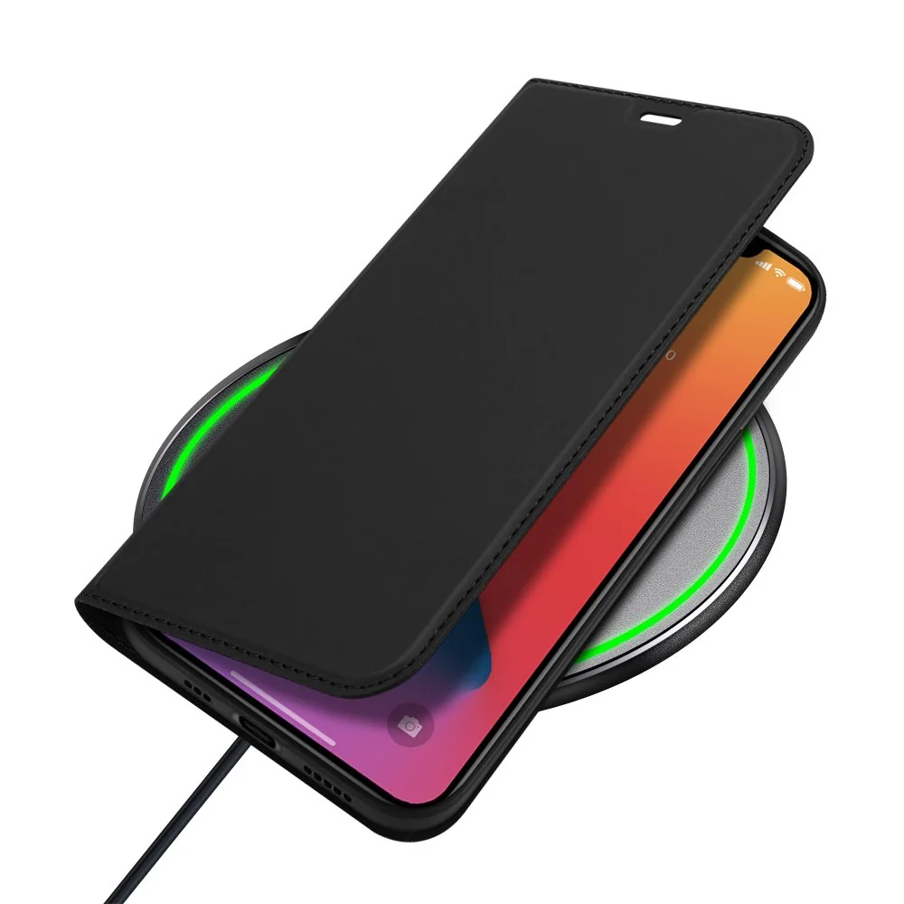 DUX DUCIS Skin Pro knižkové kožené puzdro na iPhone 12 / 12 Pro, čierne e