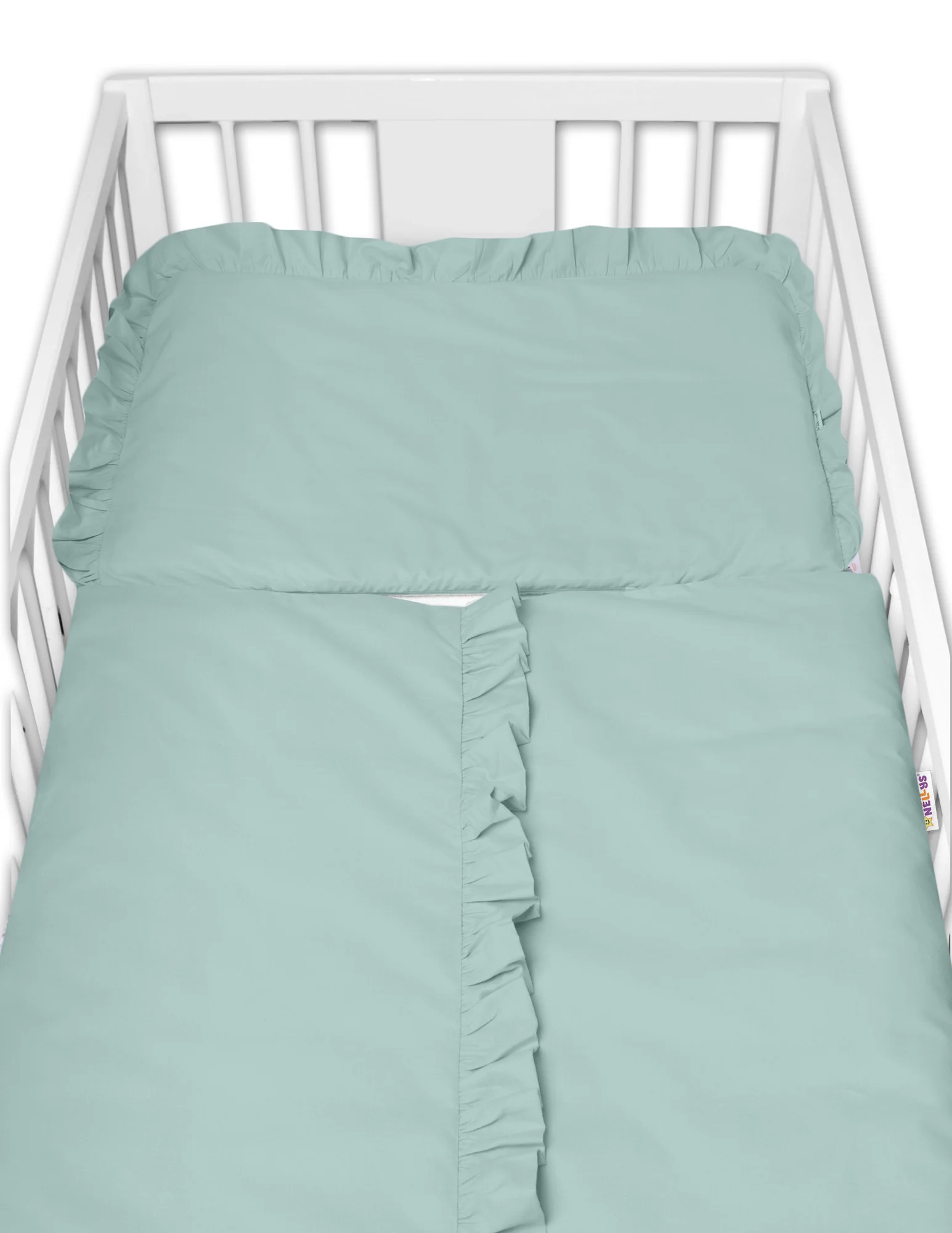 2-dielne bavlnené obliečky s volánikom SOFT, Baby Nellys, vavrínová zelená