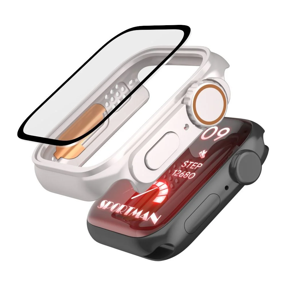 Tech-Protect Defense 360 puzdro so sklom na Apple Watch 10 46mm, titan ium/orange