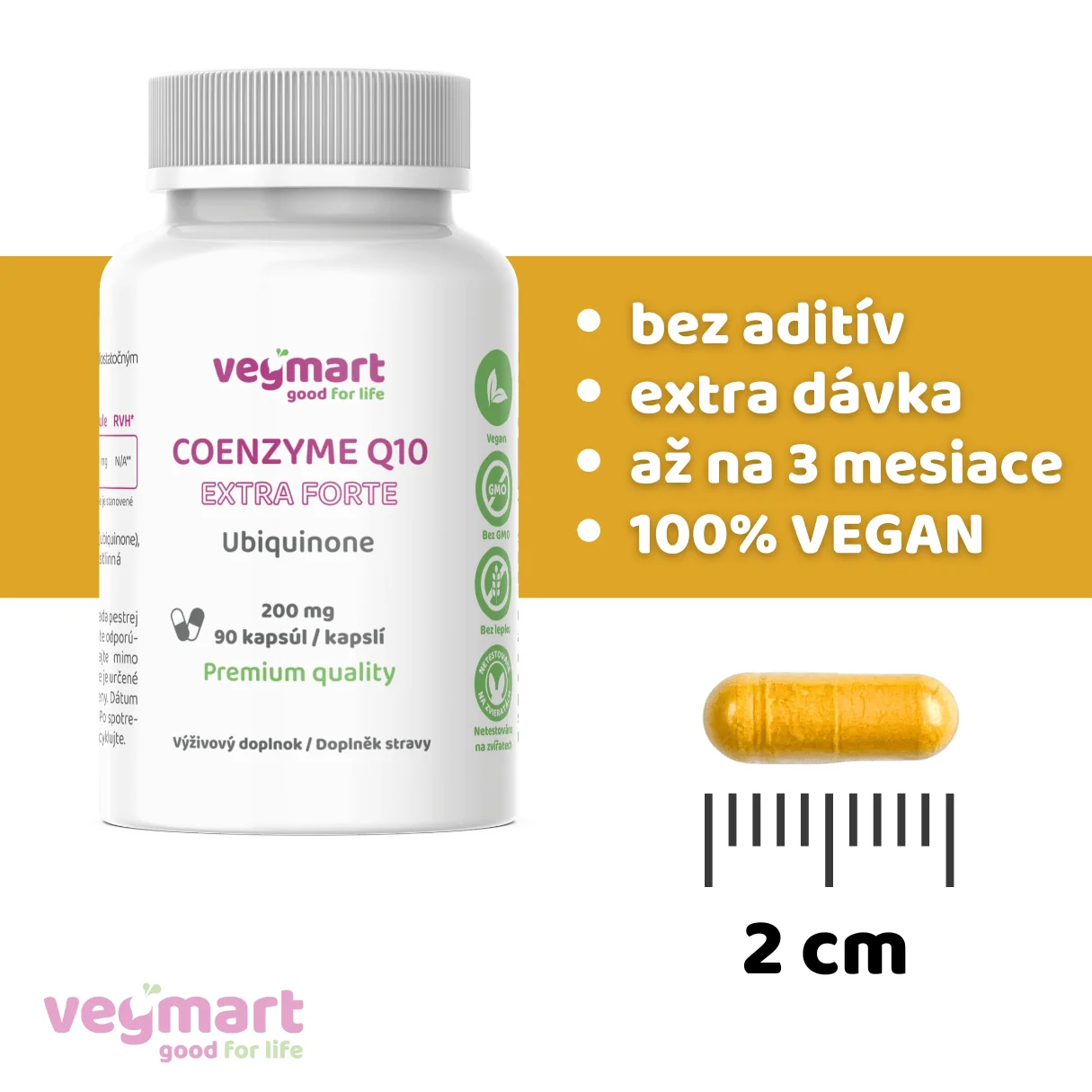 Vegmart Koenzým Q10 Extra forte (ubiquinón) 200 mg, 90 kapsúl