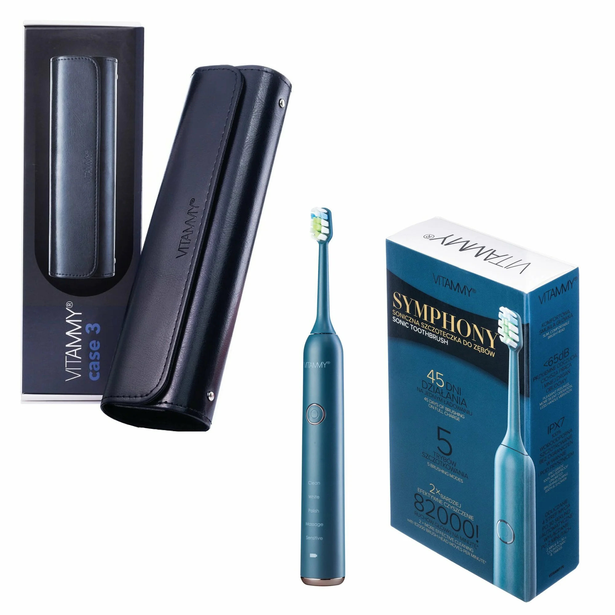 VITAMMY SYMPHONY Sonická zubná kefka s elegantným púzdrom modrá + čierne púzdro