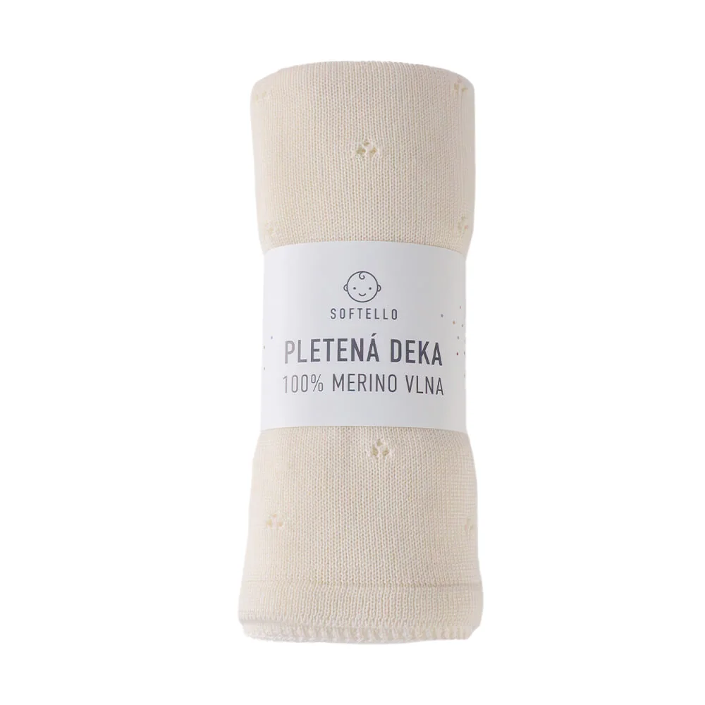 Pletená merino deka SOFTELLO - SAPO smotanová
