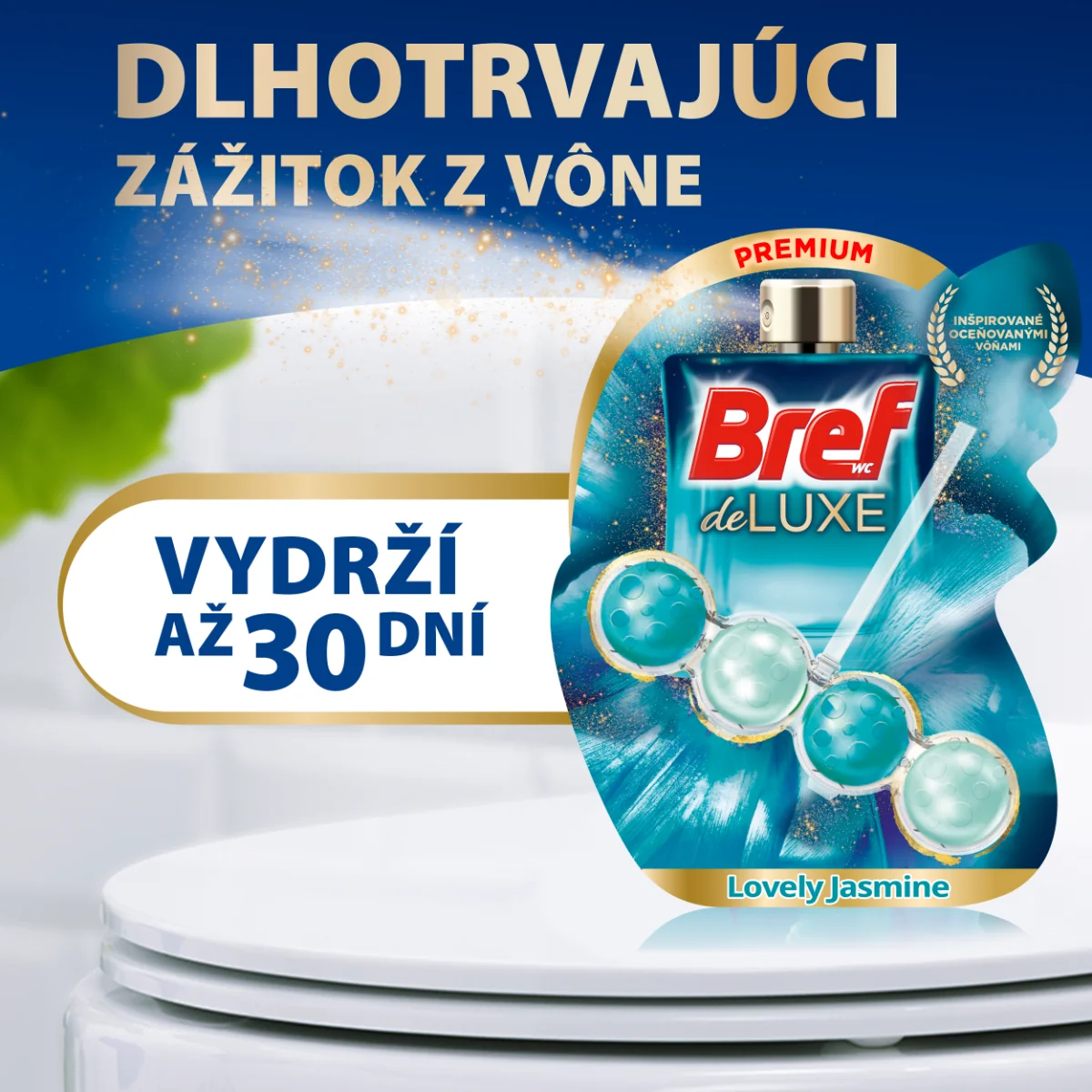 Bref Deluxe tuhý WC blok Lovely Jasmine 3×50 g, WC blok