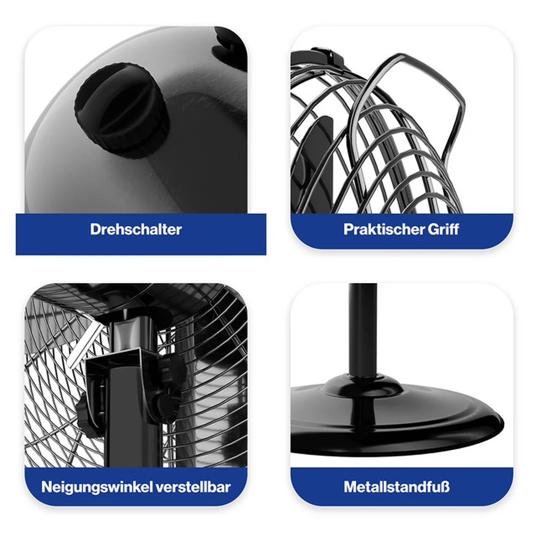 ProfiCare VL 3064 MS BK stojanový ventilátor 40 cm, kovový, čierny, 50 W