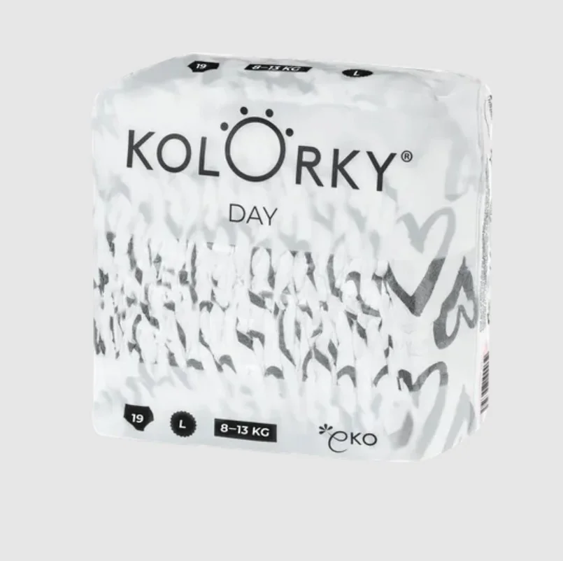 KOLORKY DAY - srdce - L (8-13 kg) 1×19 ks, jednorázové ekoplienky