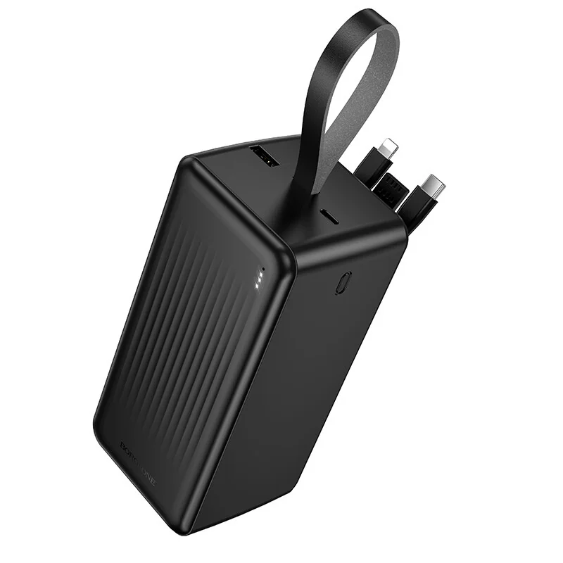 Borofone BJ79C Power Bank 50000mAh 1x USB + vstavané káble Lightning / USB-C 10W, čierne