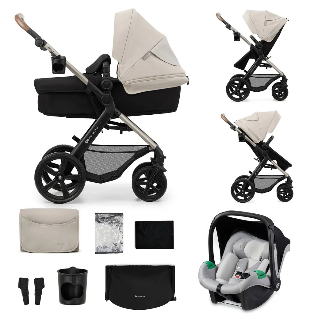 Kočík kombinovaný Moov 2 3v1 Moonlight Grey - penové kolesá