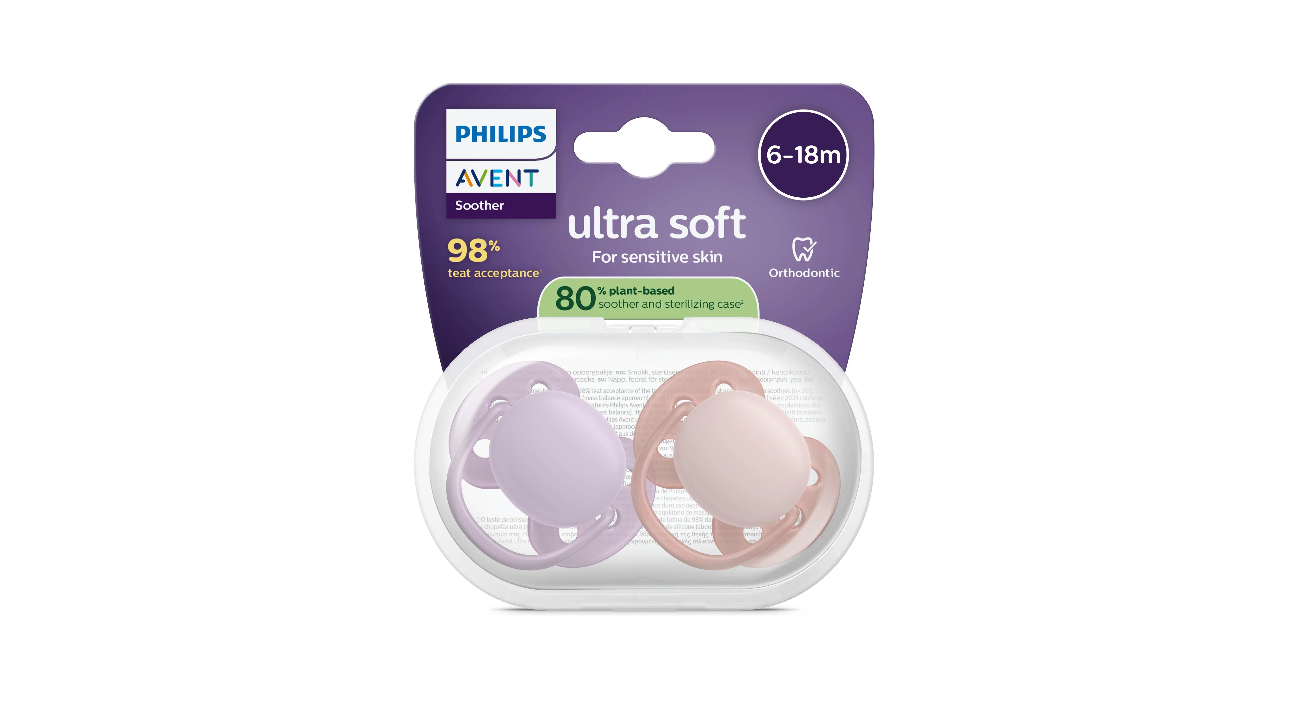 Philips AVENT - Cumlík Ultrasoft SCF091/43, 6-18 m, dievča 2 ks
