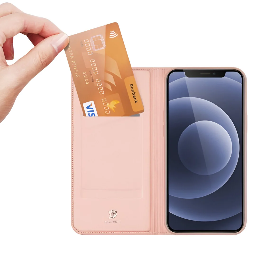 Dux Ducis Skin Pro knižkové puzdro na iPhone 13, ružové
