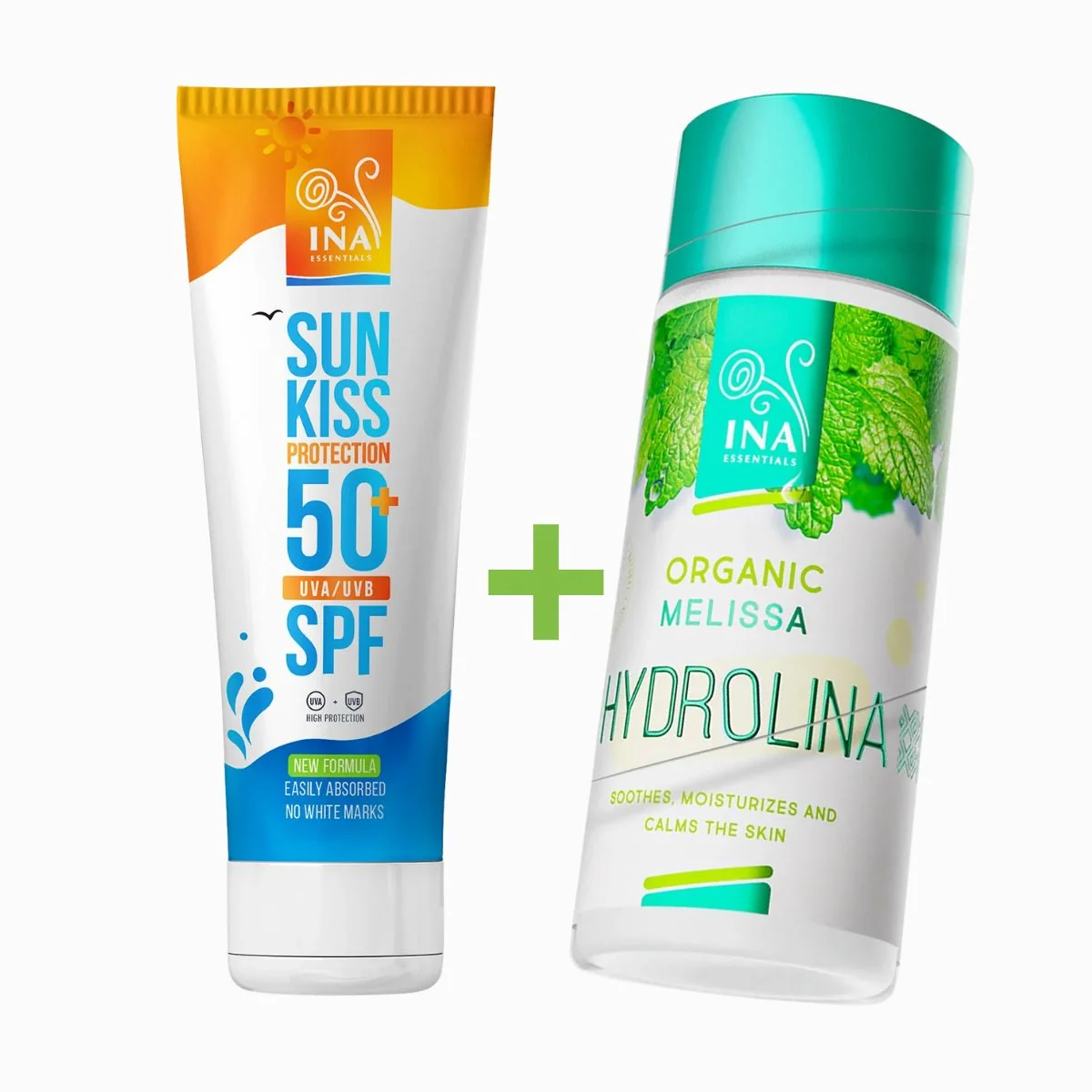 Zvýhodnený set: opaľovací krém SPF 50 + medovková voda - INA Essentials