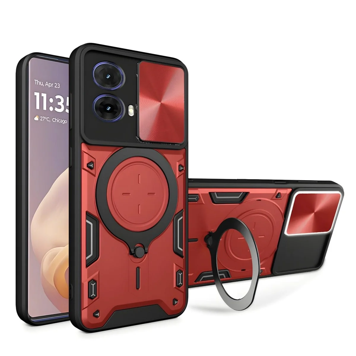 Ochranný obal pre Motorola Moto G85 nerezový krúžok, magnetická podpora