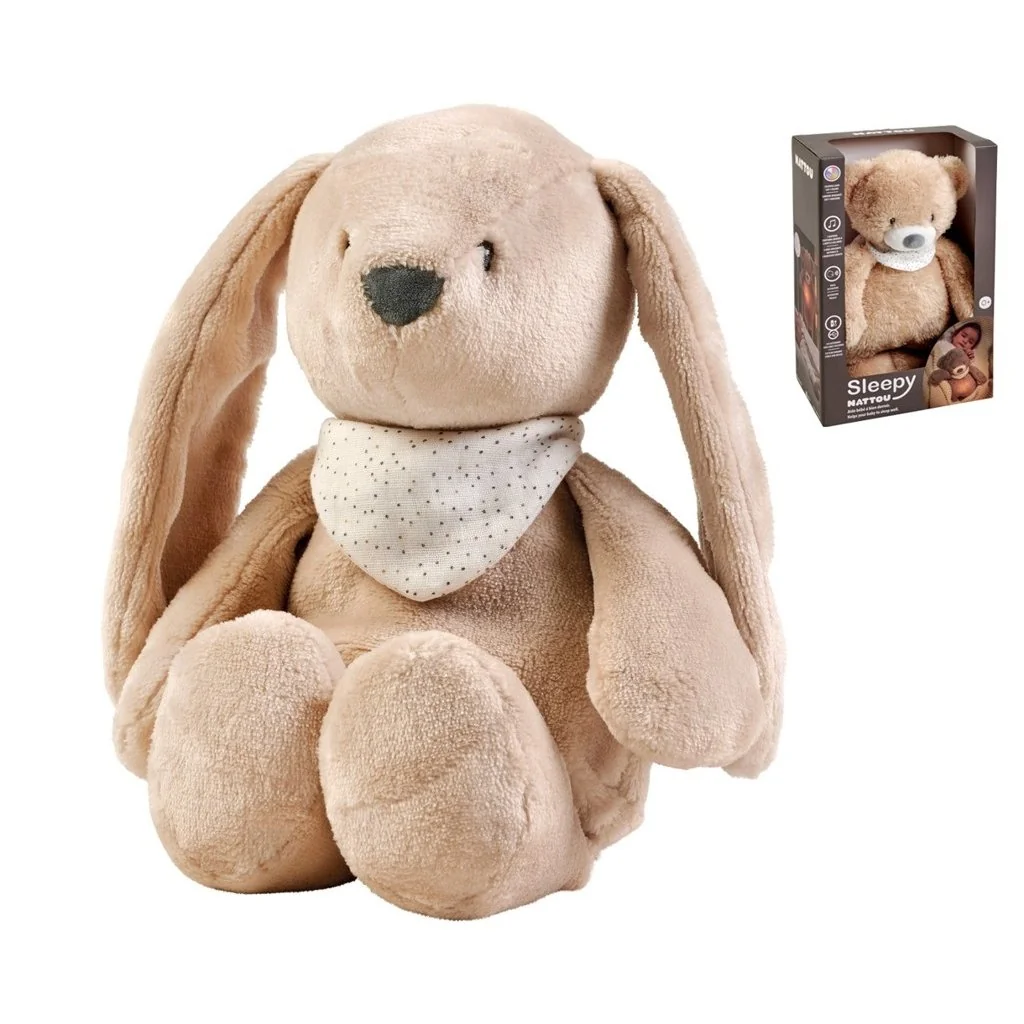 Uspávačik plyšový hudobný so svetielkom a senzorom plaču 4v1 Sleepy Bunny Beige 0m+