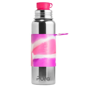 Pura nerezová fľaša so športovým uzáverom 850ml - ružovo-biela