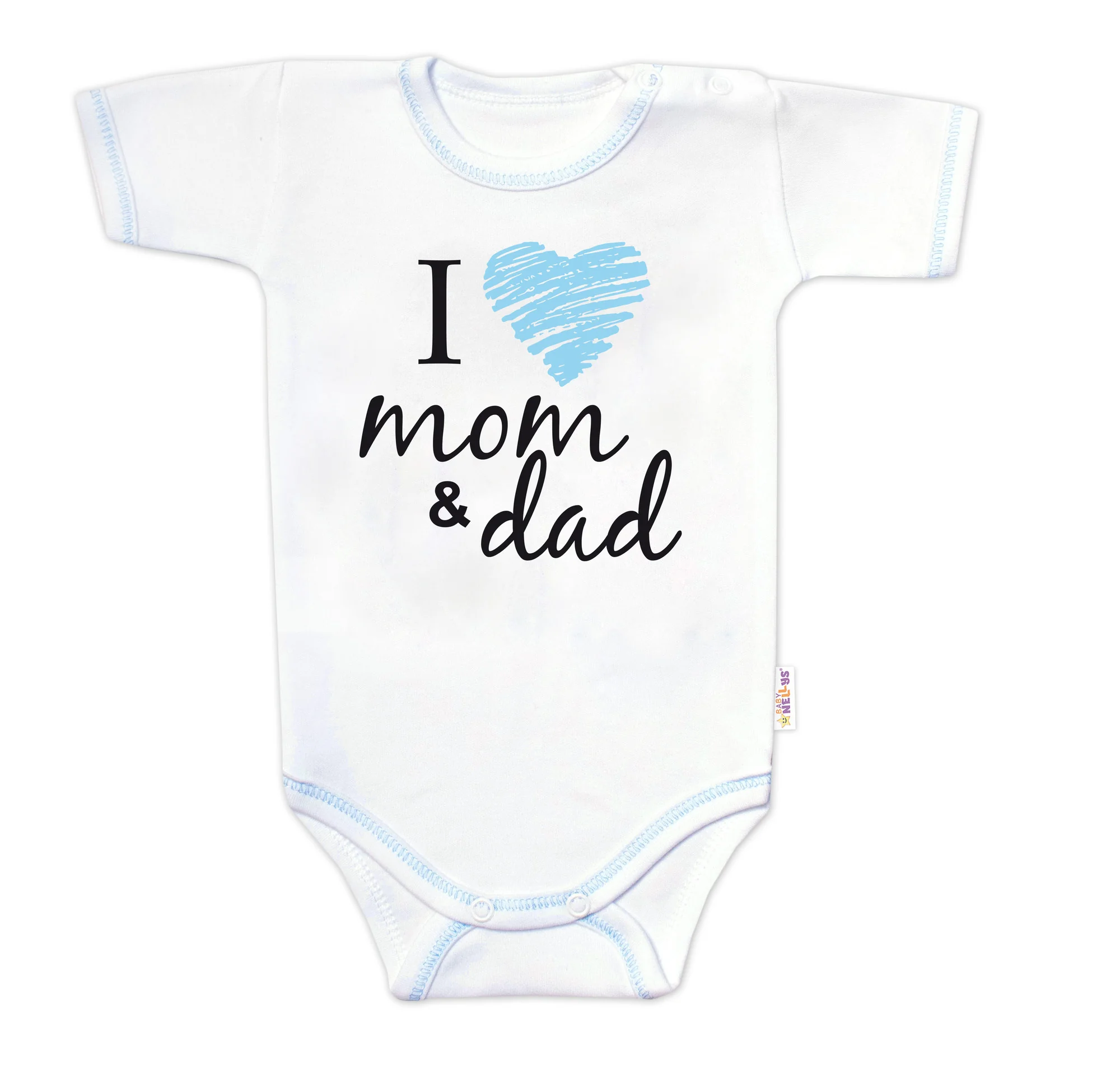 Body krátky rukáv Baby Nellys, I love mom & dad, chlapec, veľ. 74