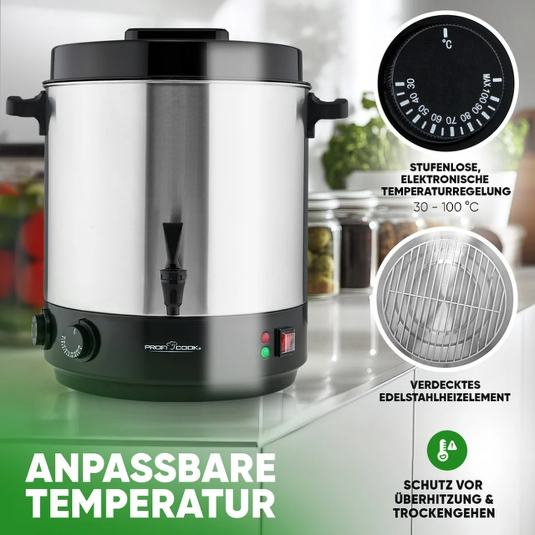 ProfiCook EKA 1283 zavárací automat 32 l, 2100 W, nerez, kohútik 