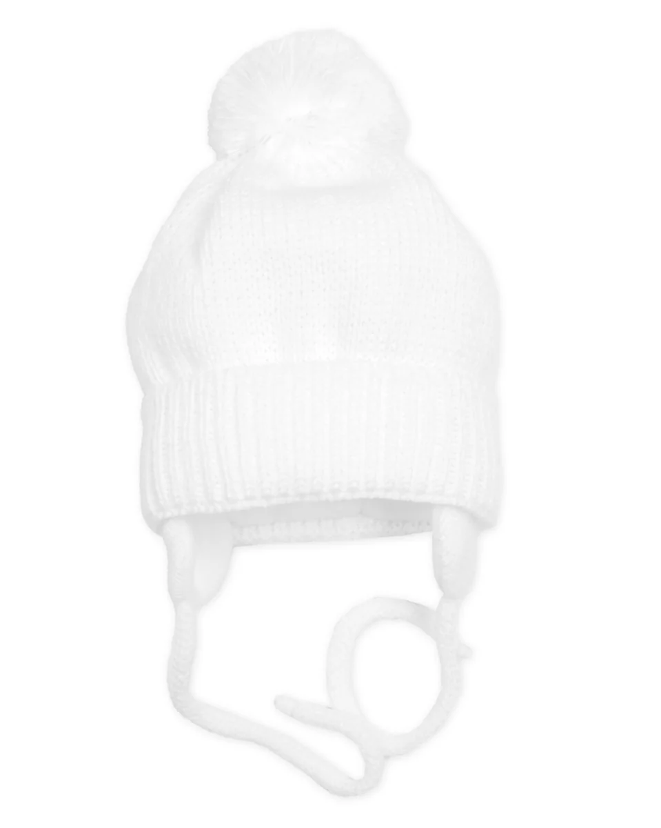 Zimná čiapka s šálom - NATURE, 0-6m - biela 