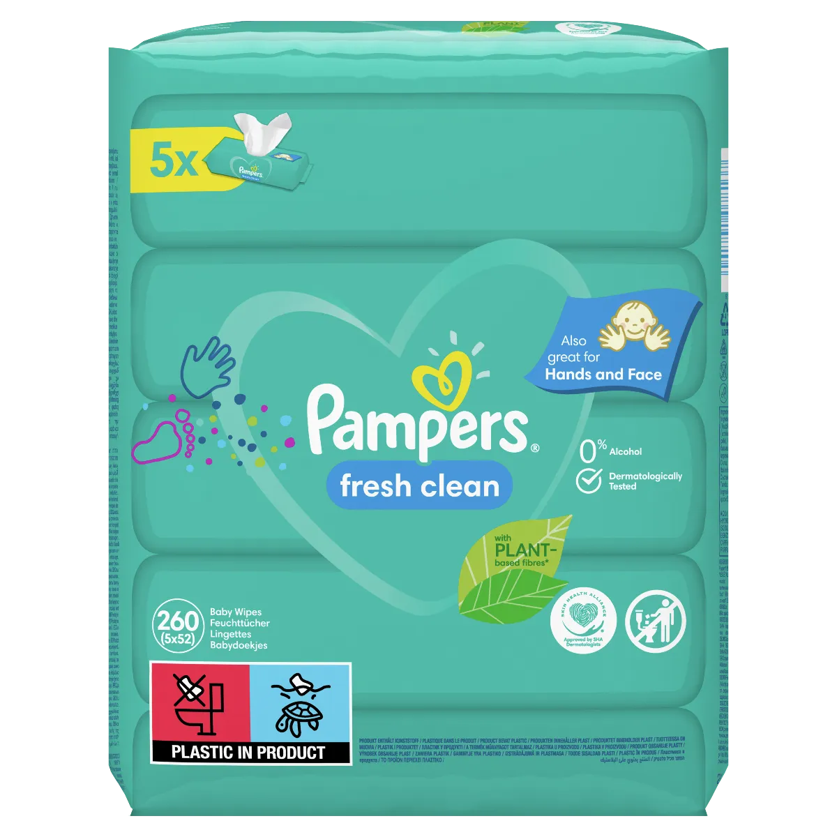 Pampers Wipes 260ks (5x52) Fresh clean