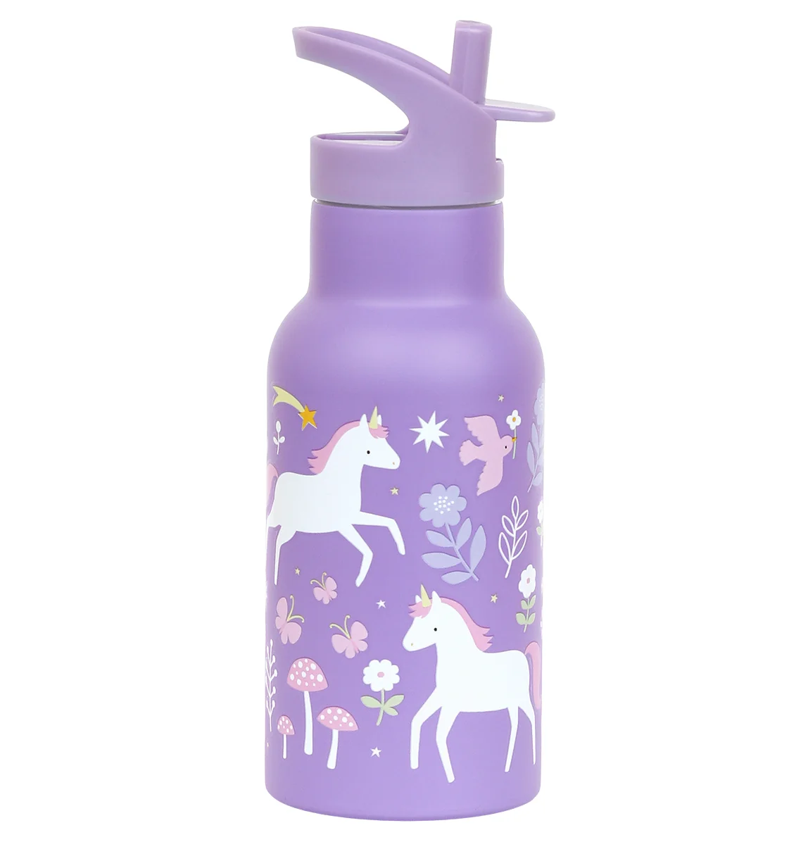 A Little Lovely Company - antikorová fľaša na pitie, 350 ml - jednorožce a dúha