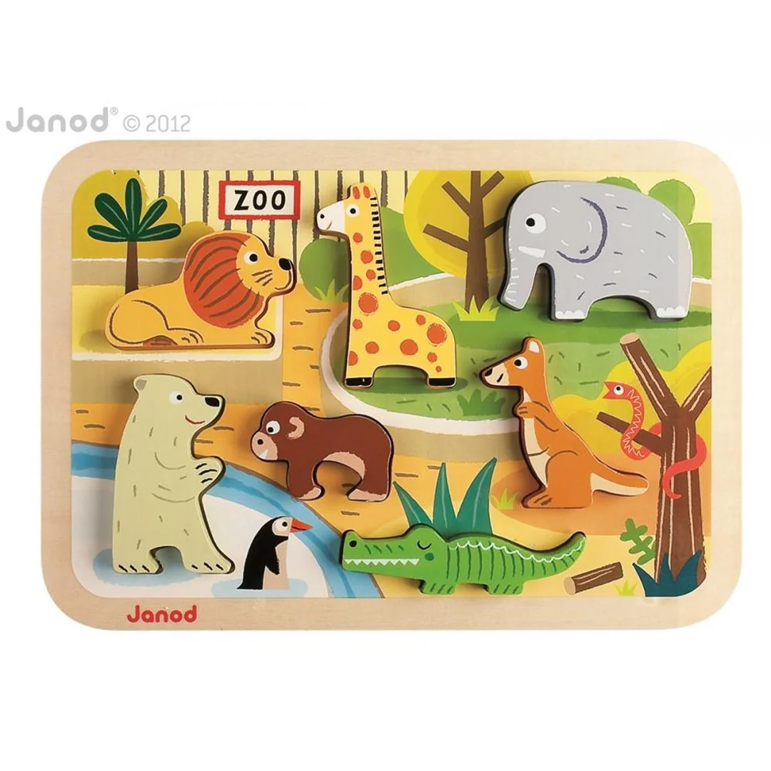 Janod Drevené vkladacie puzzle pre najmenších ZOO Chunky