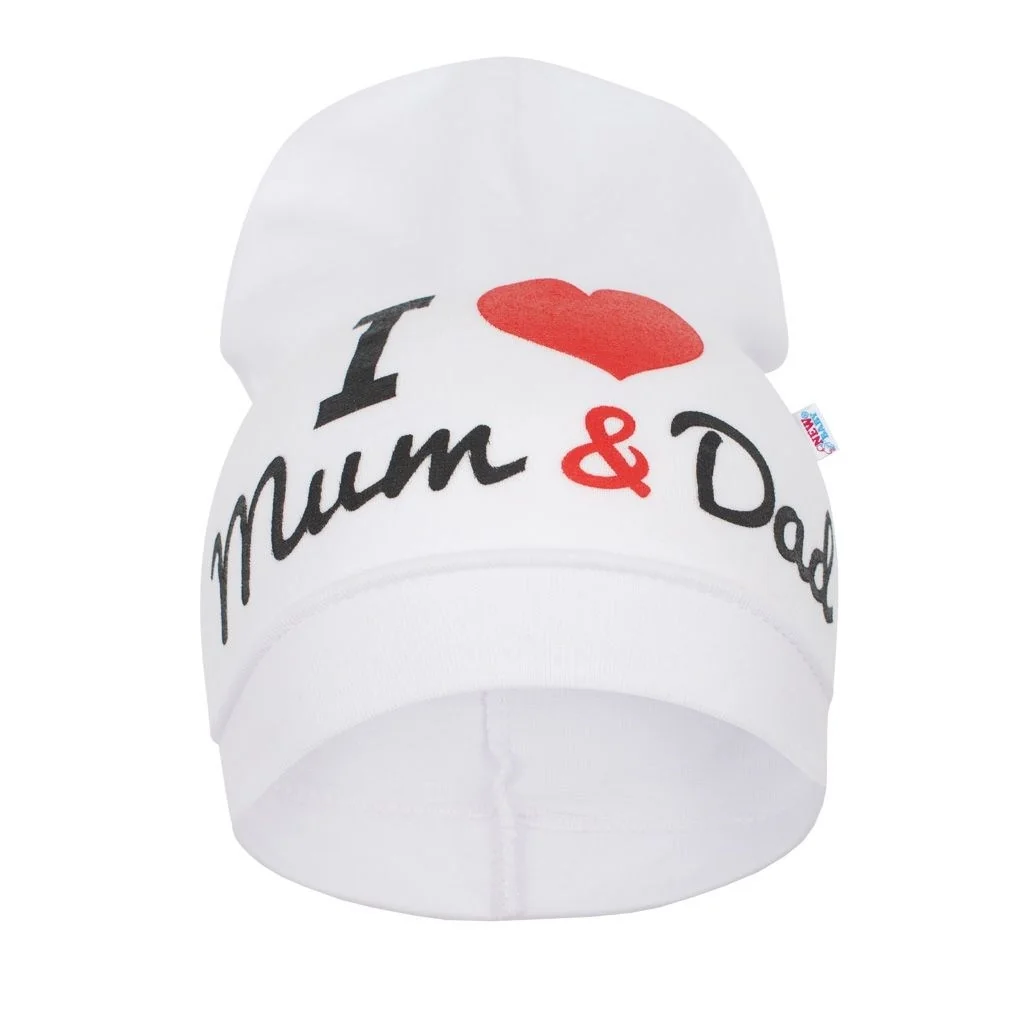 Detská čiapočka  I Love Mum and Dad biela, vel. 9-18 m