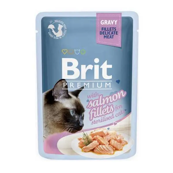 Brit Kapsička Prem Cat Delic Fillets In Gravy With Salmon For Sterilised 85g