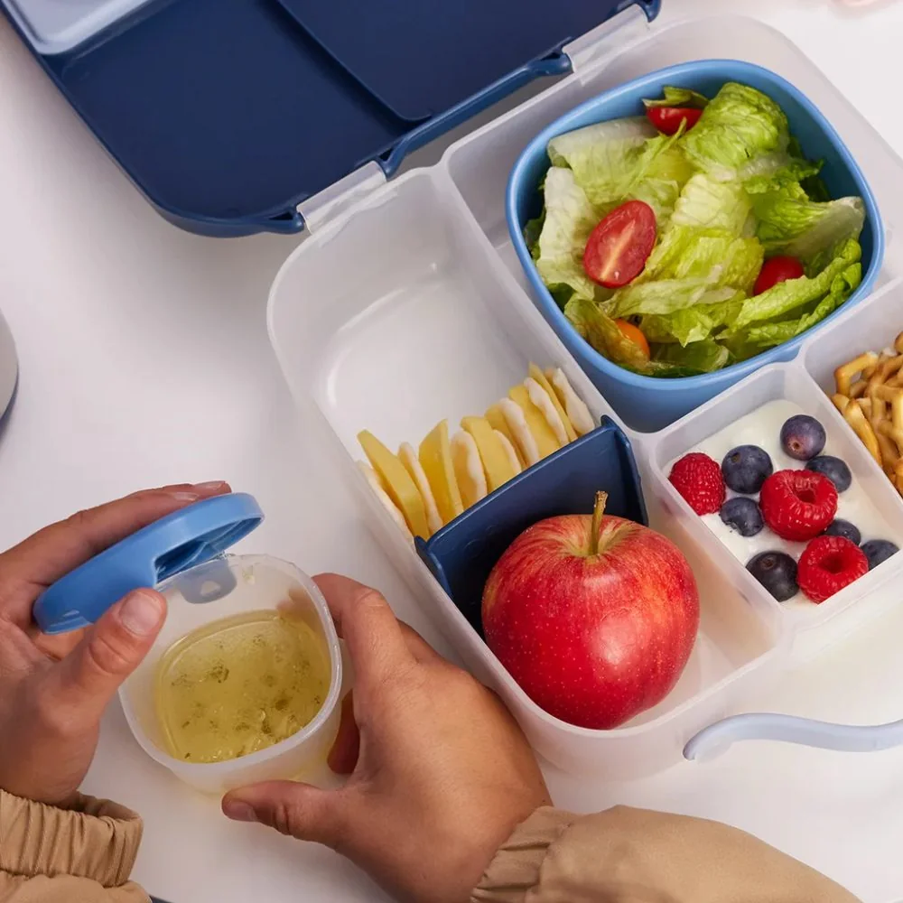 Desiatový box stredný a krabičky Snack tubs modrý