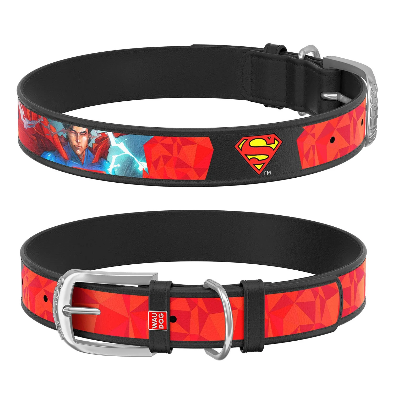 Kožený obojok Superman DC COMICS čierny, Obvod krku: 29-38 cm, širka: 20 mm