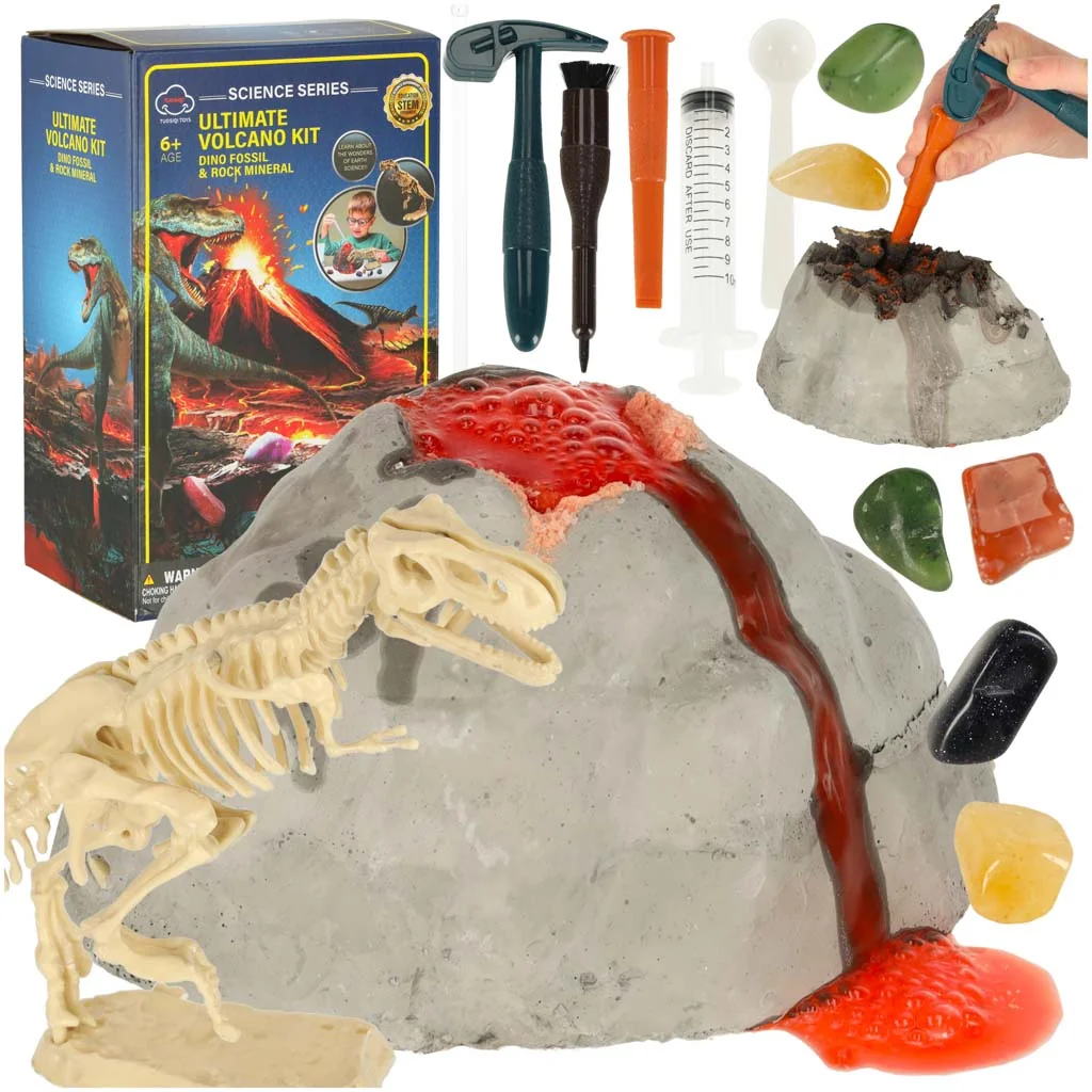 Sada sopka s dinosaurom – erupčný experiment a vykopávky
