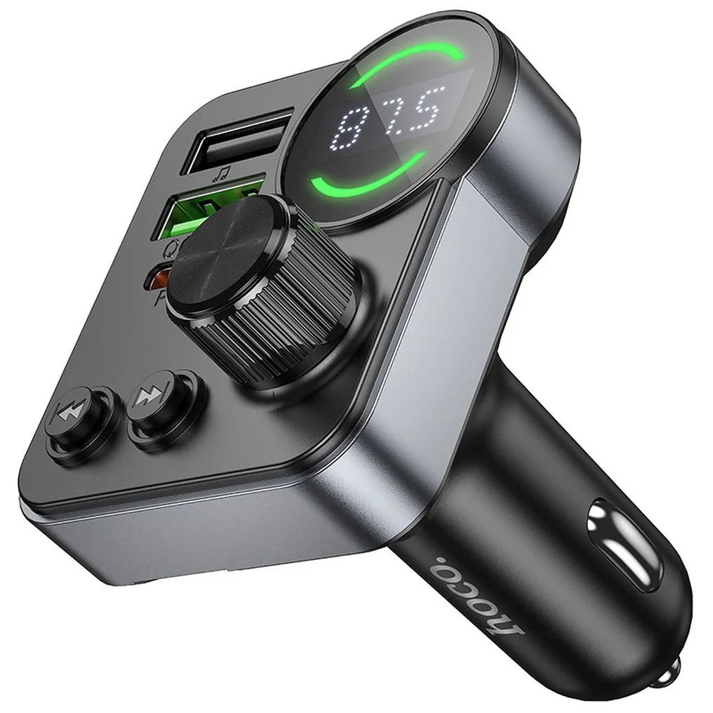 Hoco E86 Bluetooth FM Transmitter autonabíjačka 2x USB / USB-C QC PD 48W, čierna