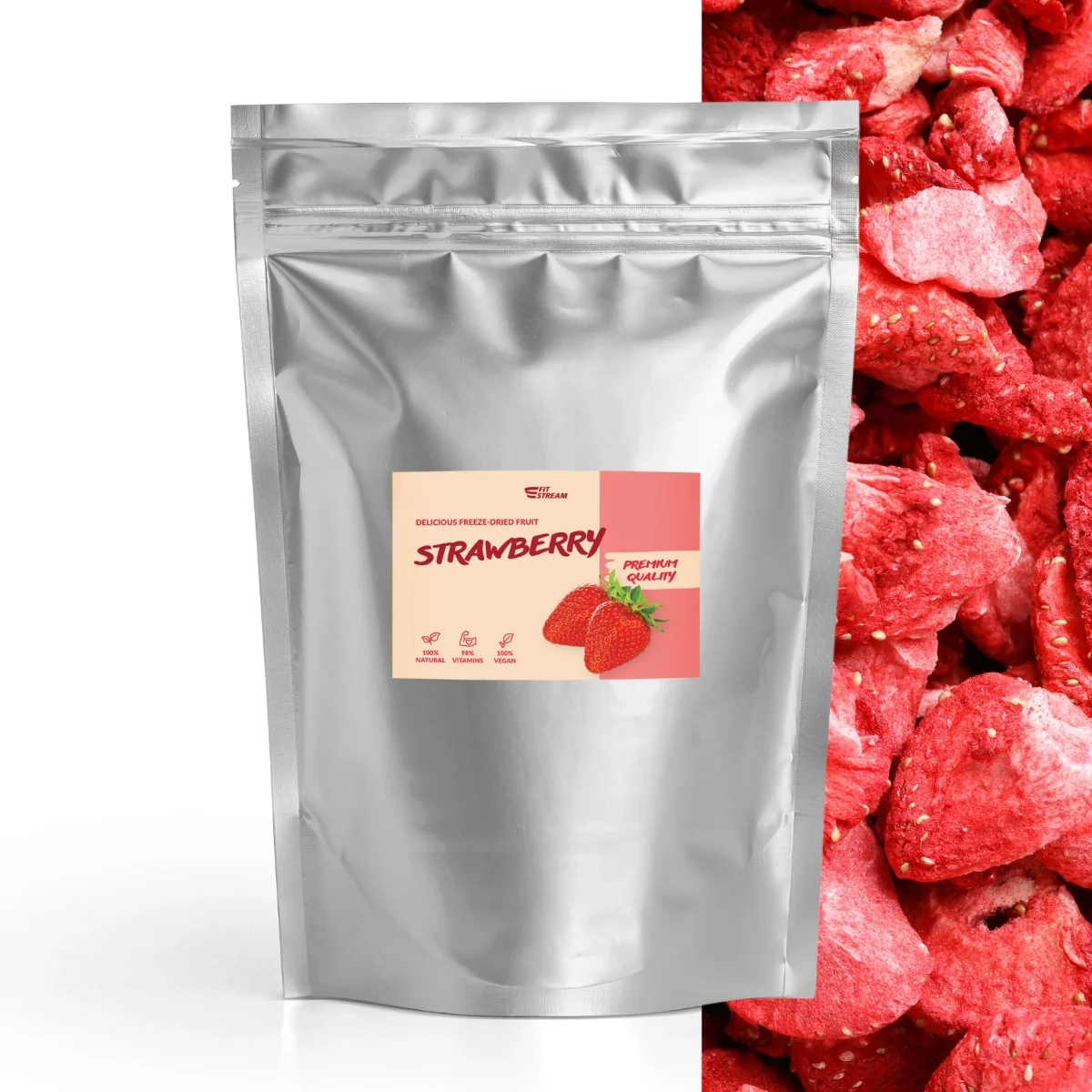 FitStream lyofilizované ovocie - Jahody 300 g 1×300 g, lyofilizované ovocie