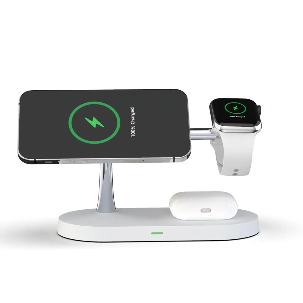 Tech-Protect A12 3in1 MagSafe bezdrôtová nabíjačka na mobil / AirPods / Apple Watch, biela / Apple Watch, biela
