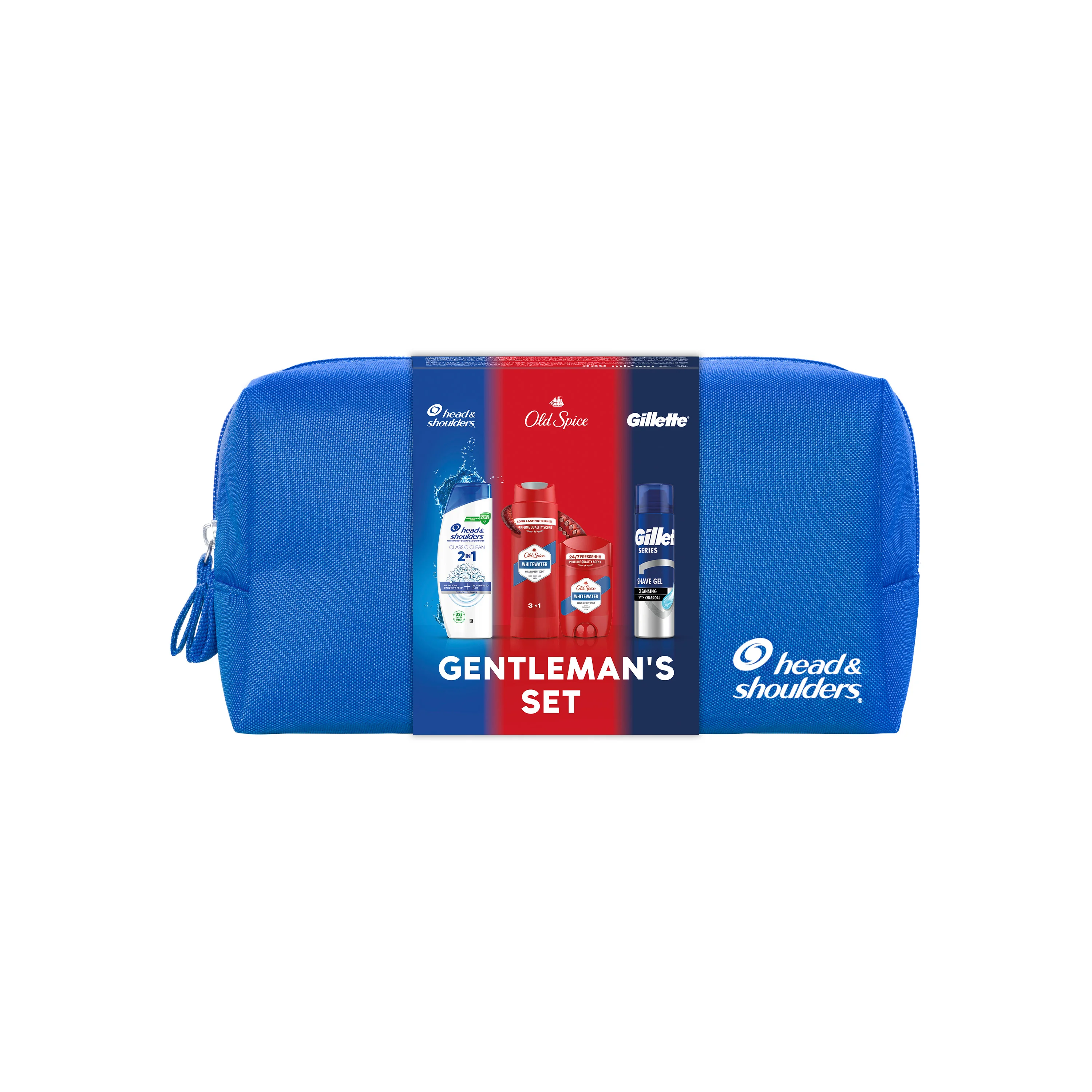Xmass set Head & Shoulders Classic Clean šampón 330ml, sprchový gél Old Spice Whitewater 250ml + tuhý dezodorant 50ml a gél na holenie Gillette Series 200ml 1 set