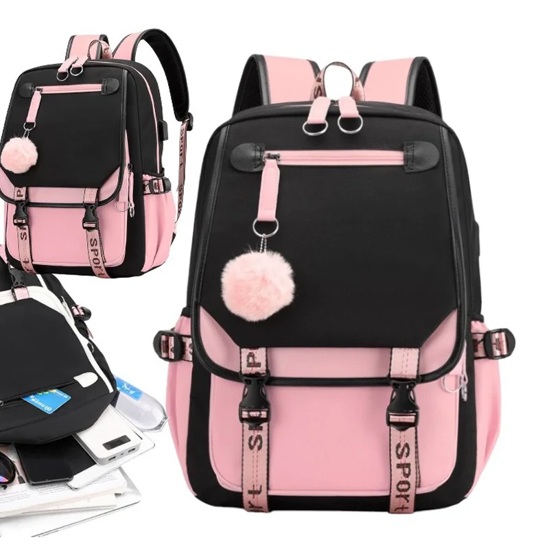 Livefy batoh s USB káblom Aura 1, ružový