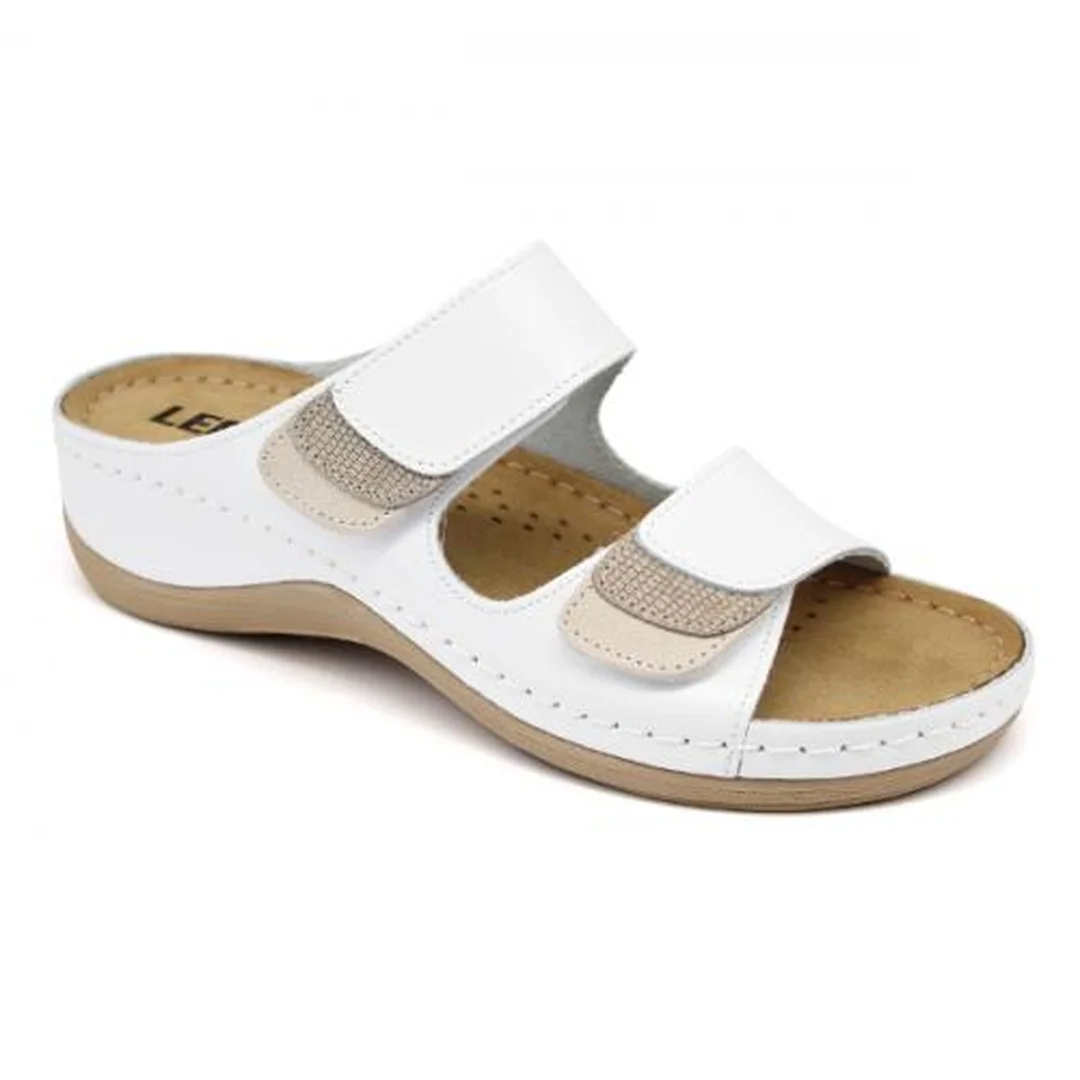 904 Dámska zdravotná celokožená obuv s prackou 40 - 25,5cm, biela, 4,5 cm