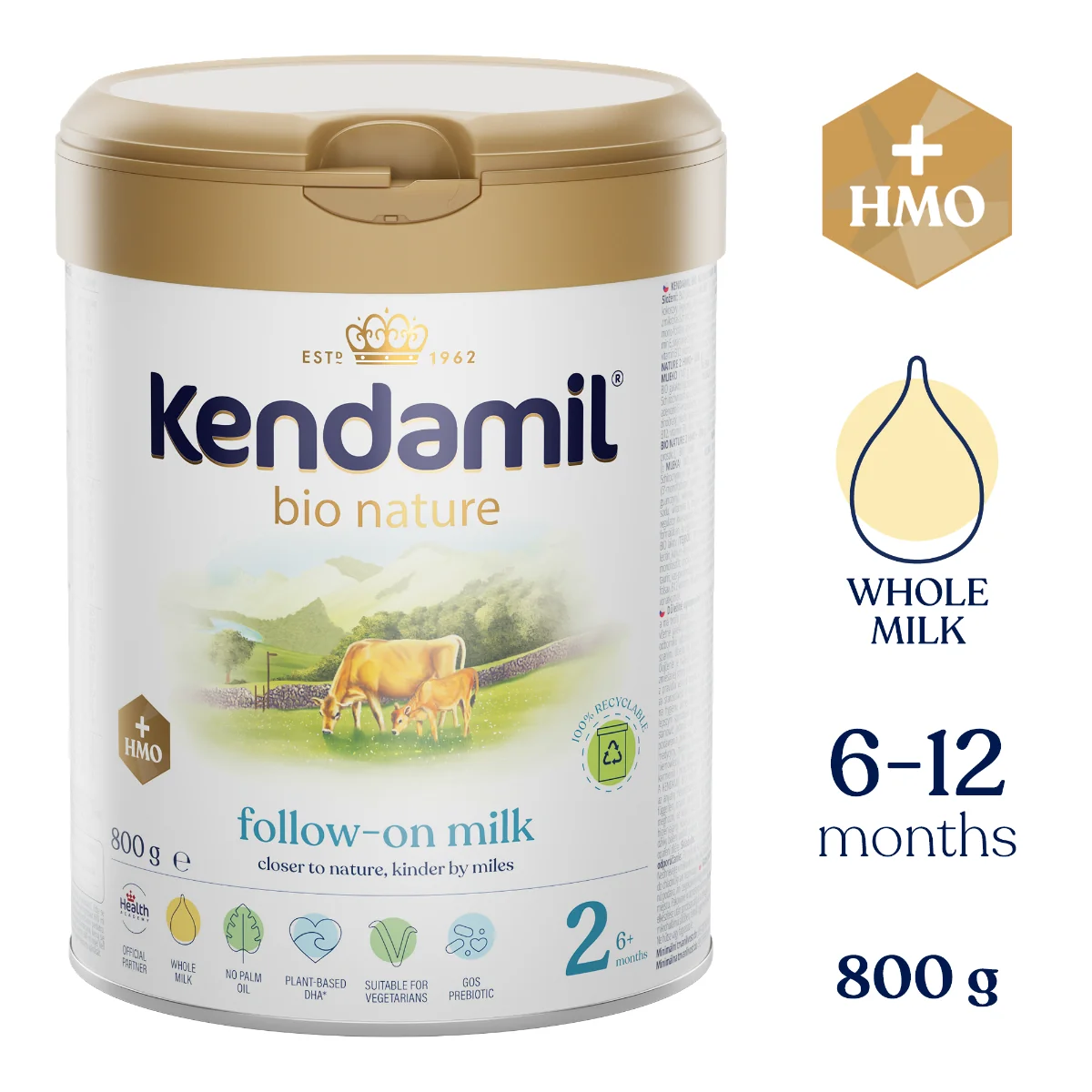 Kendamil BIO Nature 2 HMO+ (800 g) 1×800 g, detská výživa