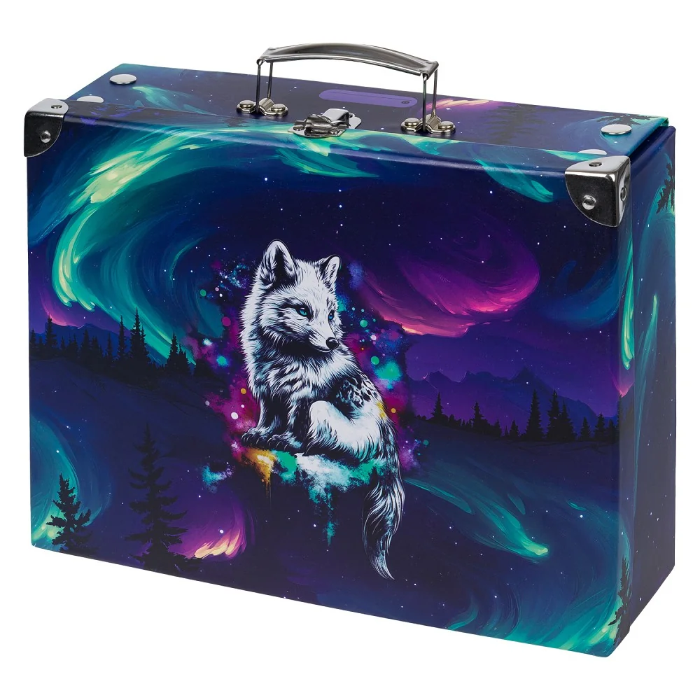 Skladací školský kufrík Aurora s kovaním modrý, 35 cm