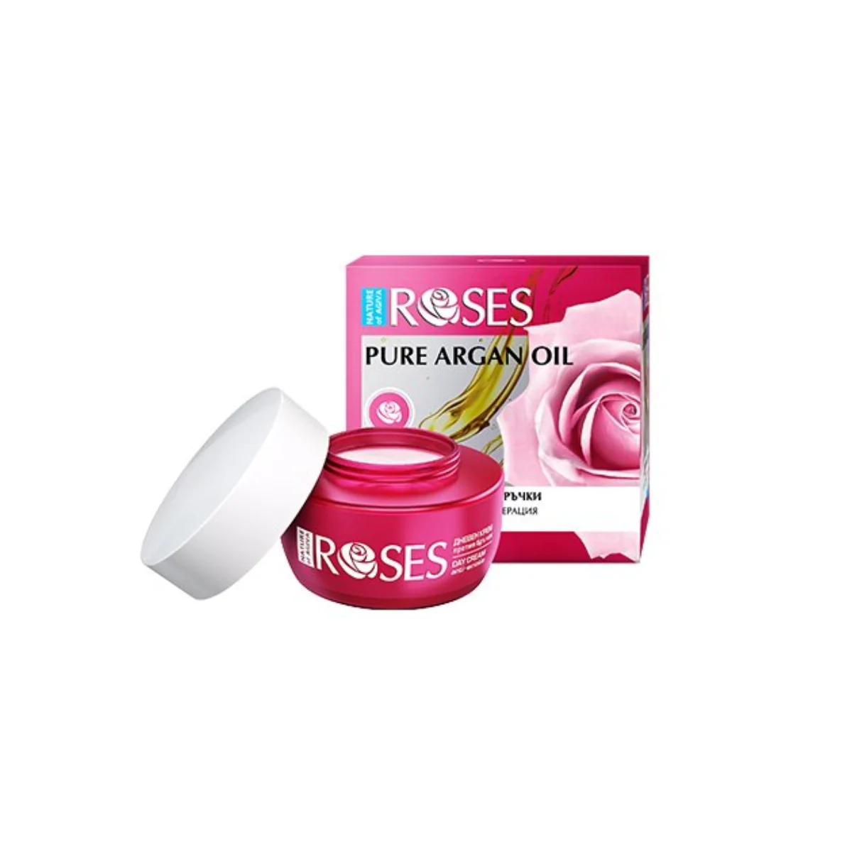 ROSES Intenzívny denný krém proti vráskam s ružovým olejom, arganom a morským kolagénom  pre normálnu pleť 50 ml - NATURE OF AGIVA