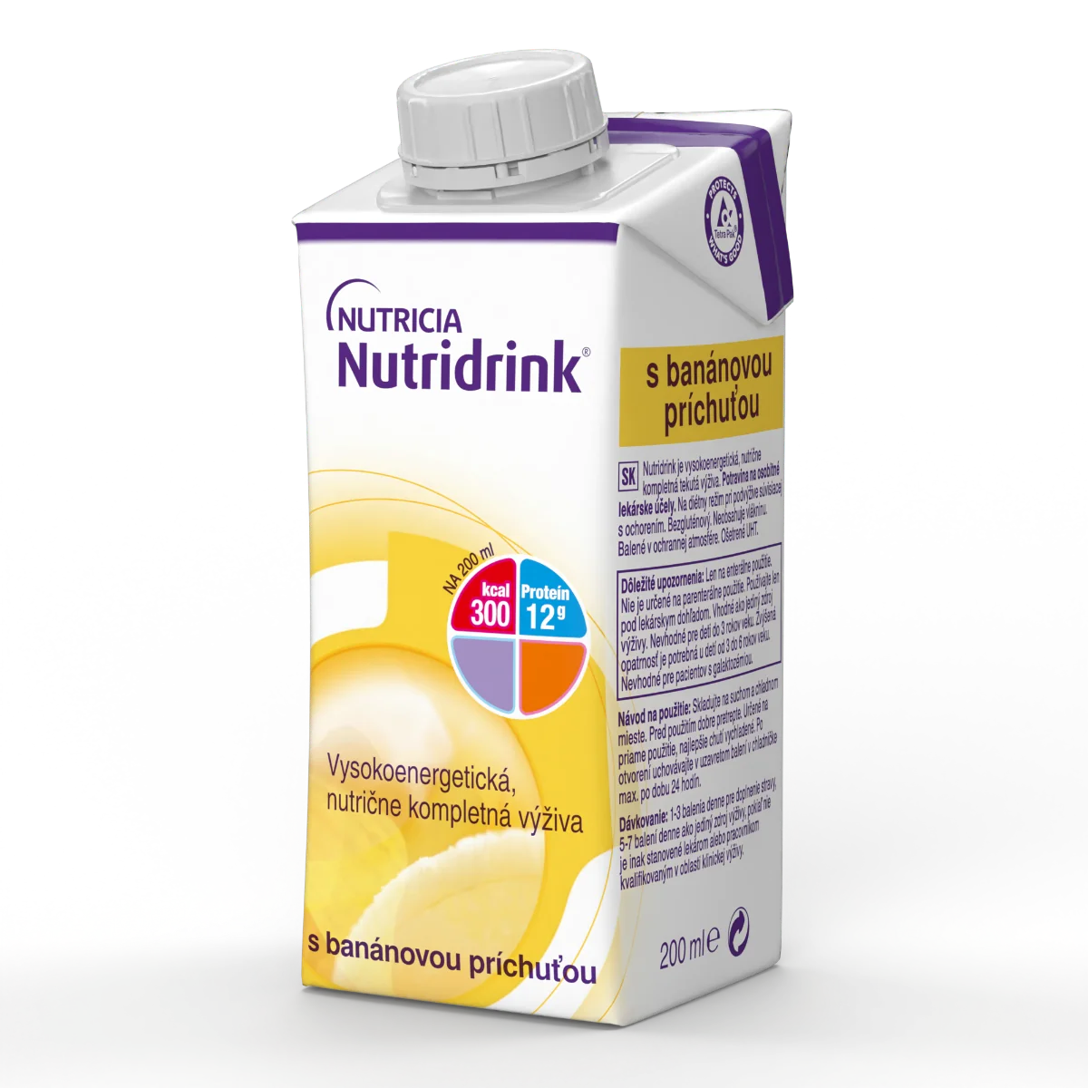 Nutridrink s banánovou príchuťou 4x200 ml, nápoj na medicínske účely