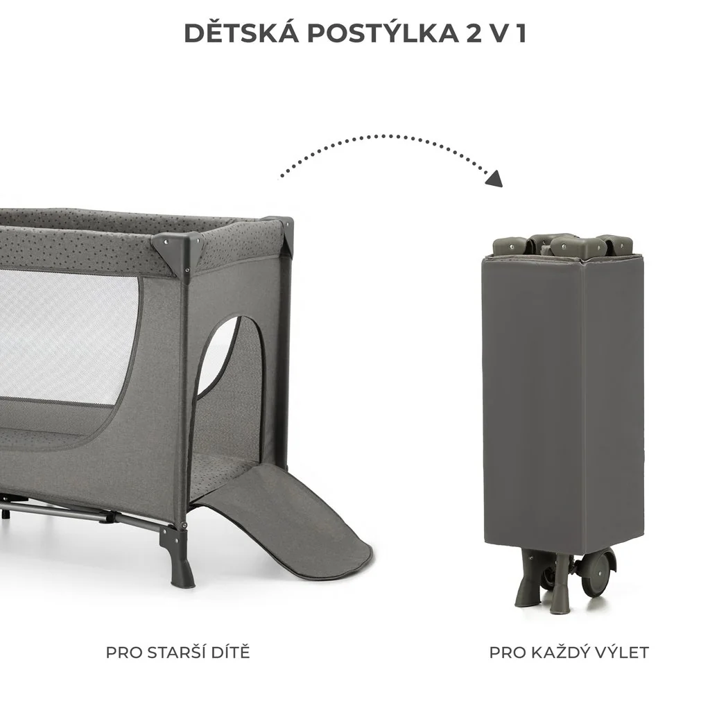 Postieľka cestovná Joy 2 Dark grey
